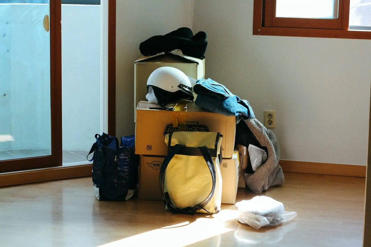 Home Packed bags and personal belongings ready to be sent as cargo